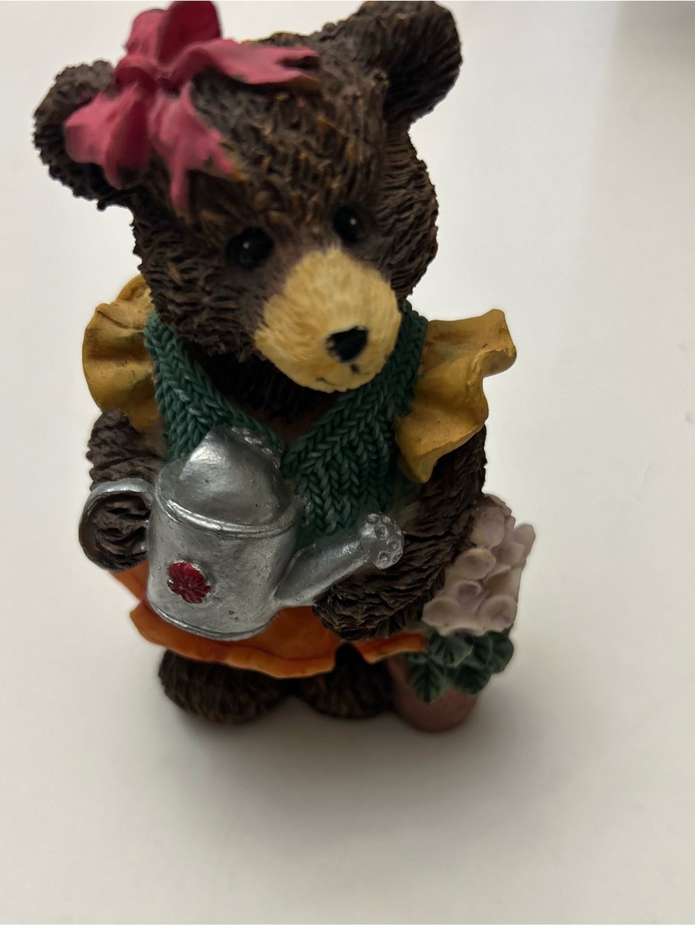 Vintage Hayward Brown Bear Gardener Figurine with Silver Watering Can